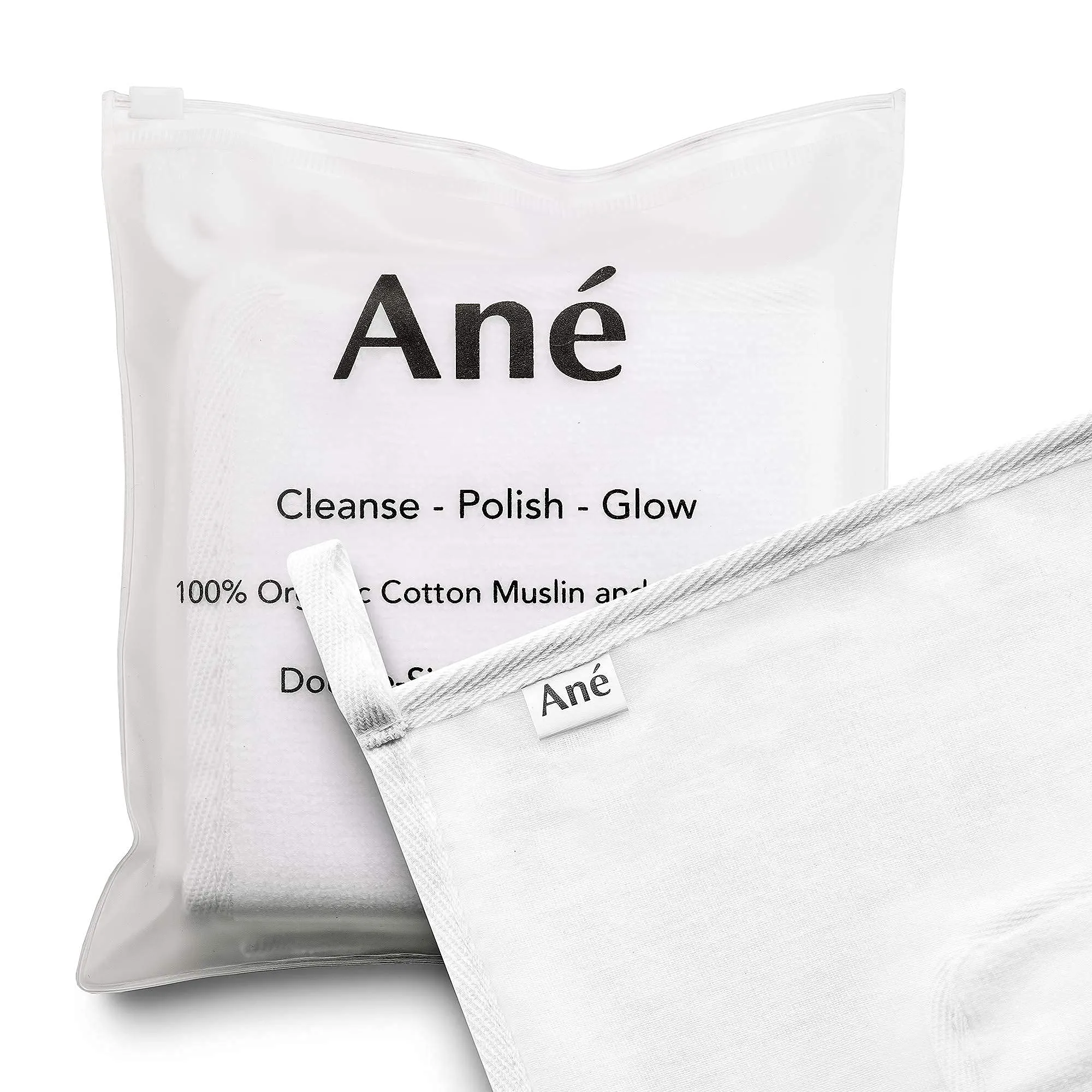 An√© 3 Double Sided Muslin and Microfibre Face Cleansing Cloths - Makeup Removers, Deep Pore Cleansers and Face Exfoliators